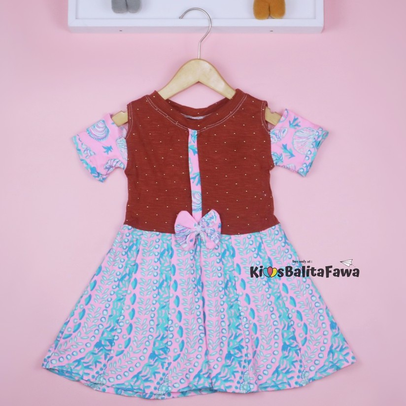 Dress Sabrina 1-2 Tahun / Baju Balita Cewek Dres Pesta Anak Perempuan Murah Lengan Fashion Kids