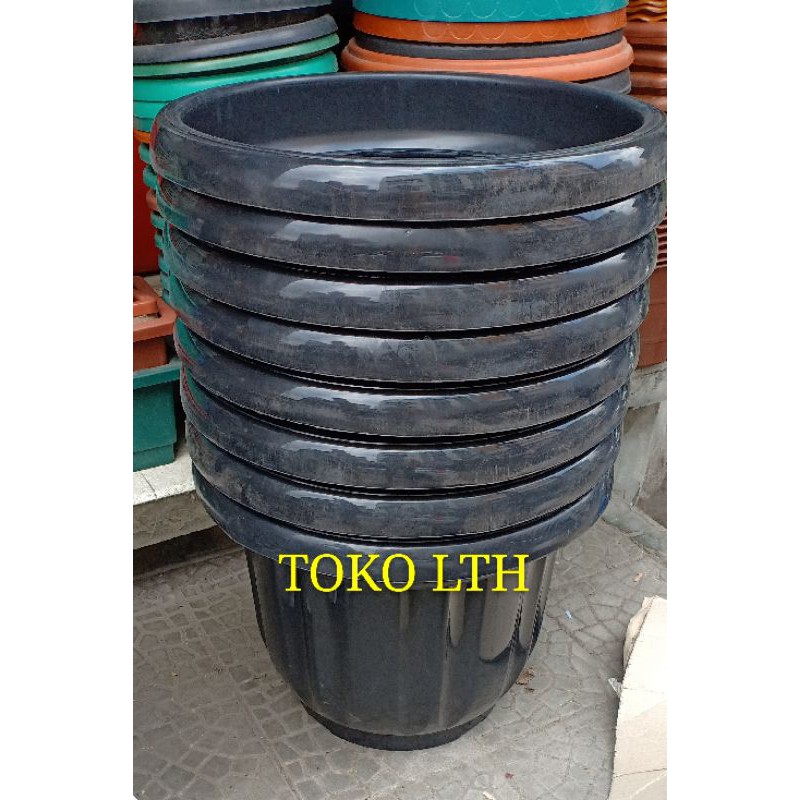 POT HITAM 60 CM EBONY PLASTIK / POT BESAR BUNGA / POT TANAMAN