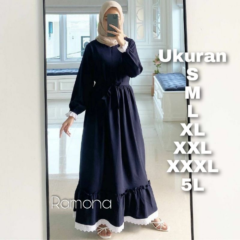 Ramona Dress Big Size Ukuran Size S M L XL 2XL 3XL 4XL XXL XXXL  XXXXL 2L 3L 4L 5L  Dress Wanita Jumbo Gamis Big Size Baju Korea Over Size