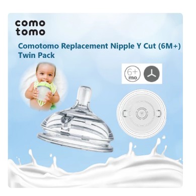 Comotomo Replacement Nipple Y cut (6M+) Twin Pack
