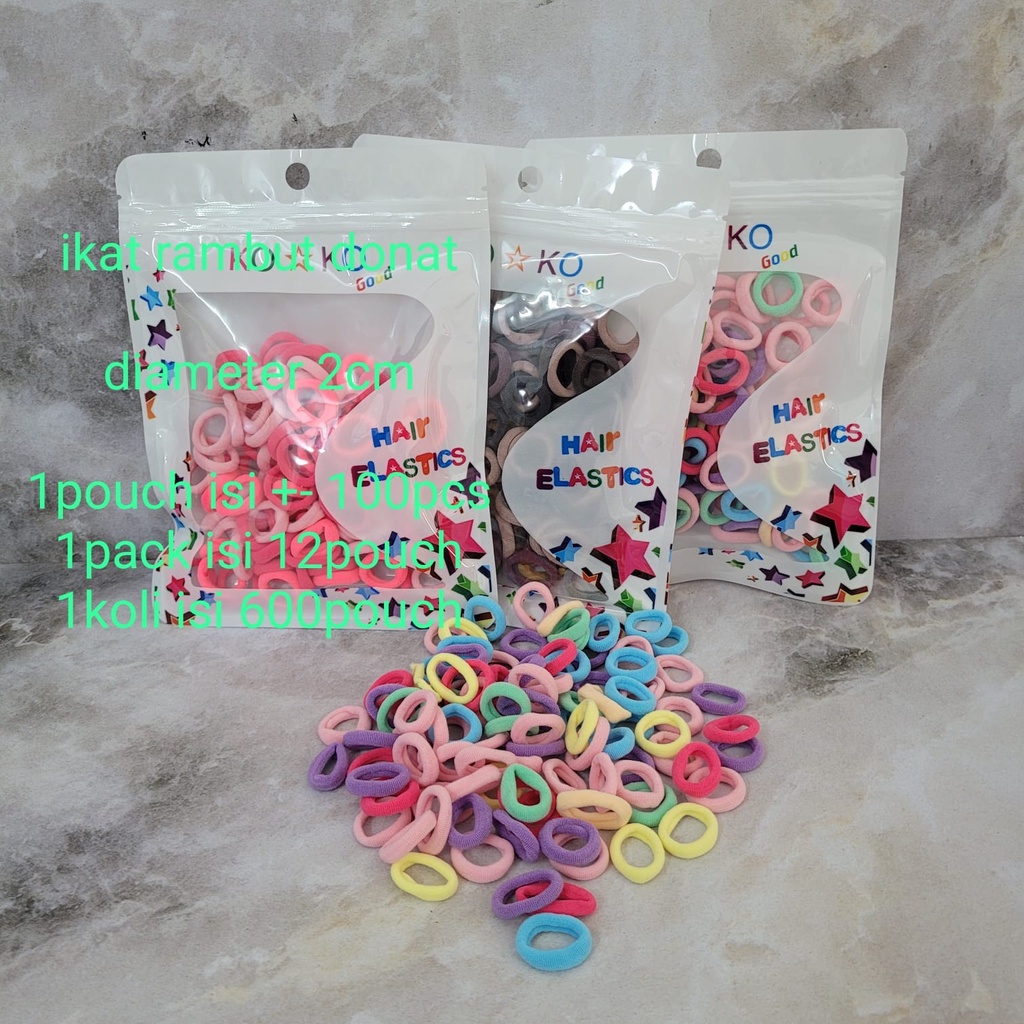 ic IKAT RAMBUT DONAT TOWEL RING / KUNCIR RAMBUT DONAT isi 100pcs /100PCS IKAT KARET RAMBUT DONAT ELASTIS WARNA POLOS GAYA KOREA UNTUK WANITA