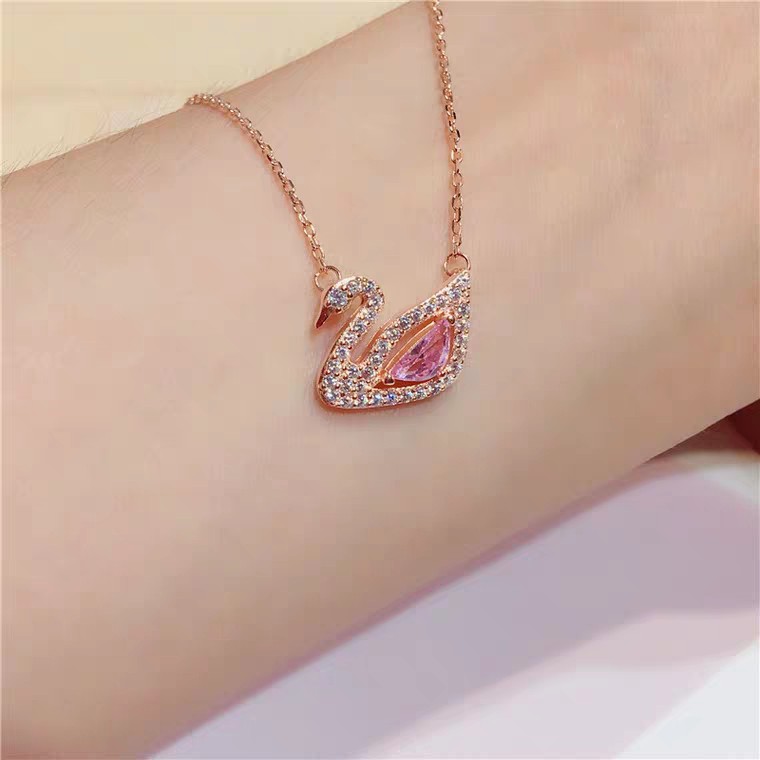  KALUNG  WANITA  MODEL ANGSA ROSEGOLD TITANIUM PREMIUM LAPIS 