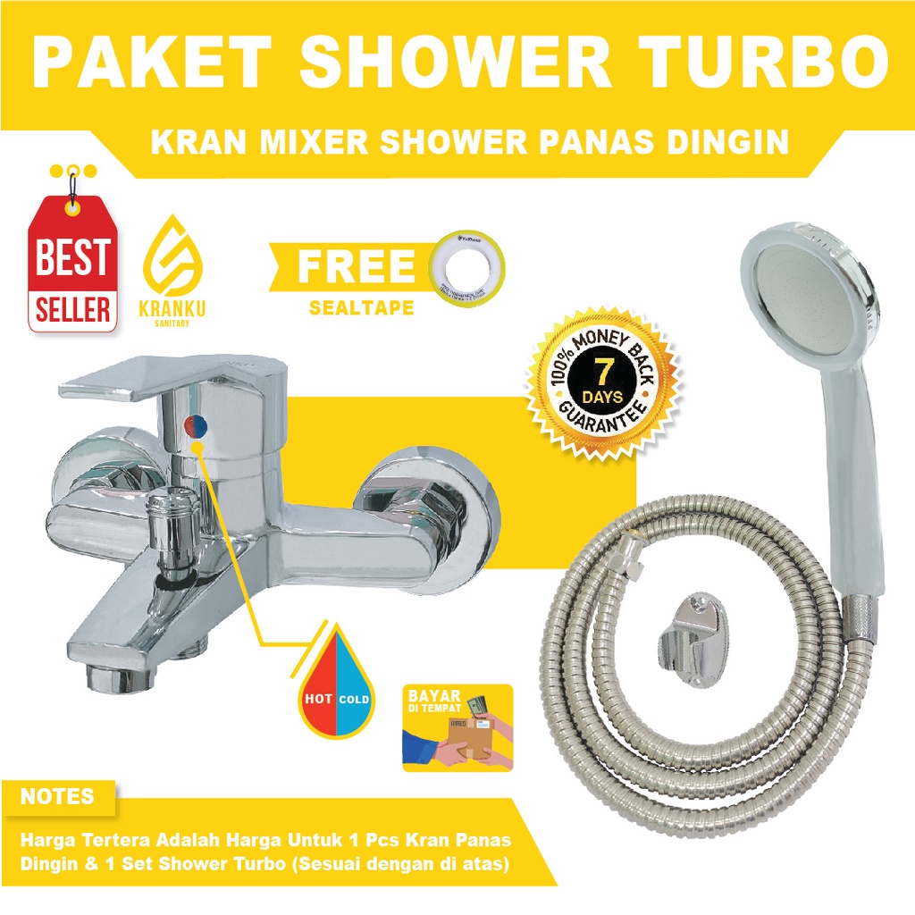 Kran Panas Dingin dan Shower Kamar Mandi Turbo Jet Shower Mandi Turbo