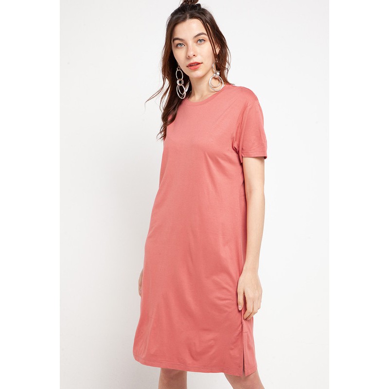 Tolliver Split T-Shirt Dress Coral