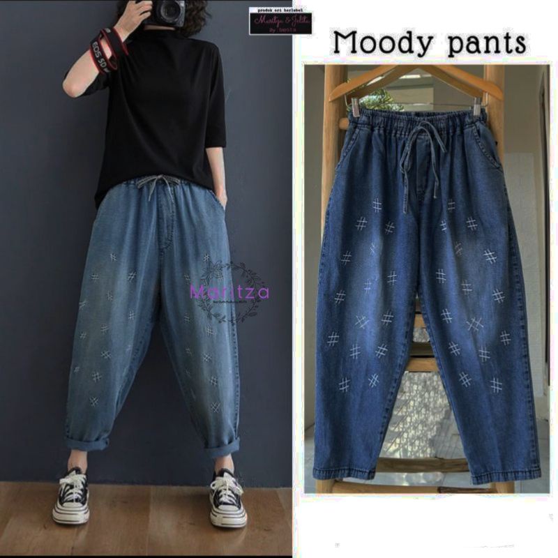 moody  pants celana wanita - baggy jeans wash