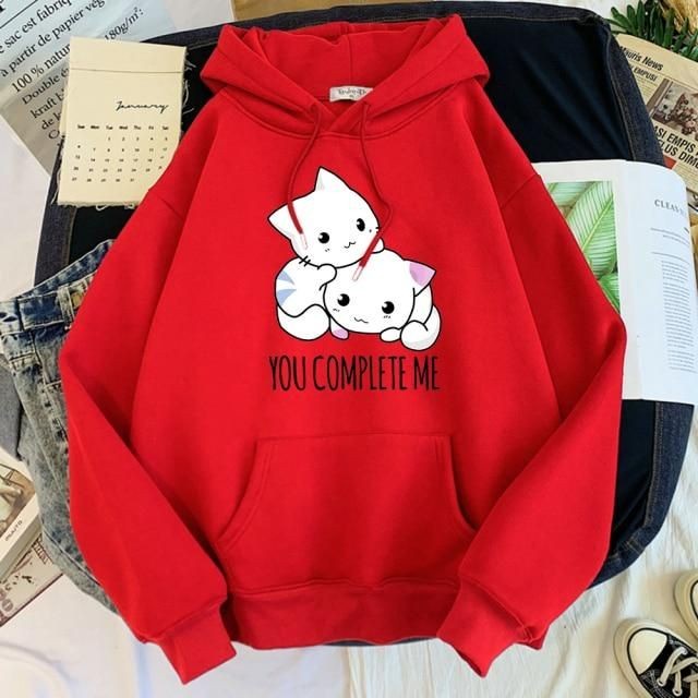 HOODIE JUMPER WANITA CATTY YOU COMPLETE ME - ATASAN TEBAL TERLARIS