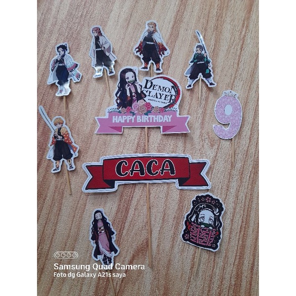 Lilin Ultah Topper cake demon slayer custom Nama || Hiasan kue Ultah