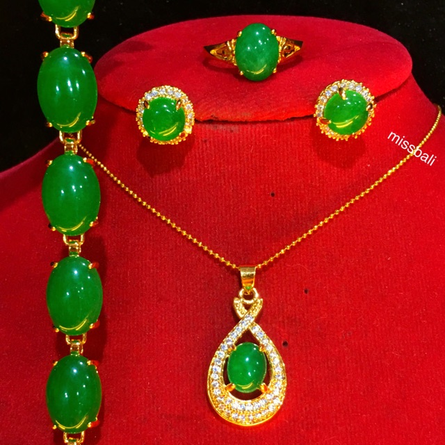 Set kalung giok hijau xuping  asli 24k,mainan terbaruno,7