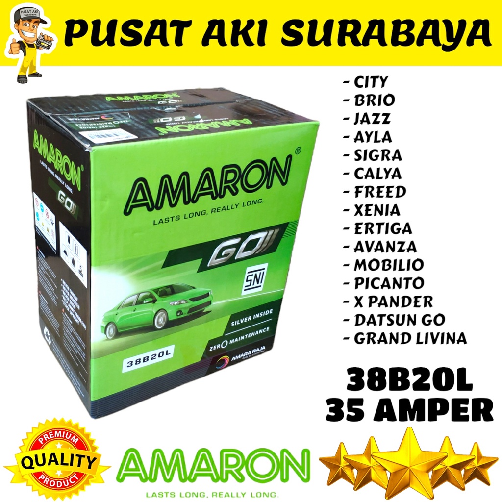 BERGARANSI AMARON 38B20L 35 AMPER AKI MOBIL ERTIGA AVANZA SPARK CERIA CHARADE CLASSEY SIGRA SIRION NS40ZL