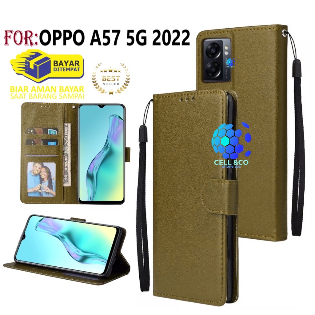 NEW OPPO A57 5G 2022 CASE FLIP LEATHER WALLET PREMIUM FLIP CASE BUKA TUTUP KESING HP CASING FLIP CASE OPPO A57 5G 2022