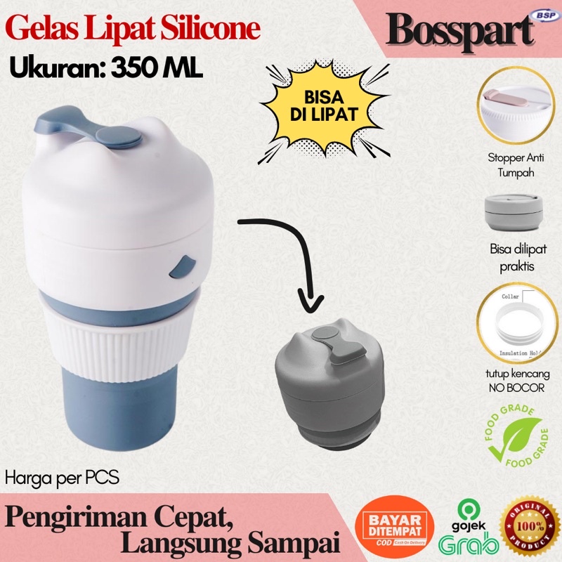 Gelas Lipat Silikon / Tumbler Cup Silicone Multifungsi 350ML / Silicone Coffe Cup / Travel Cup