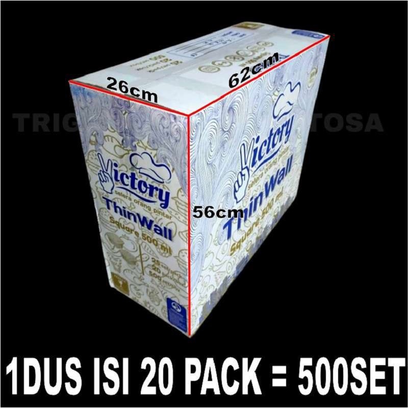 Thinwall Tebal SQ 350ml 500ml 750ml Per Dus Kotak Makan Square Plastik Gjk