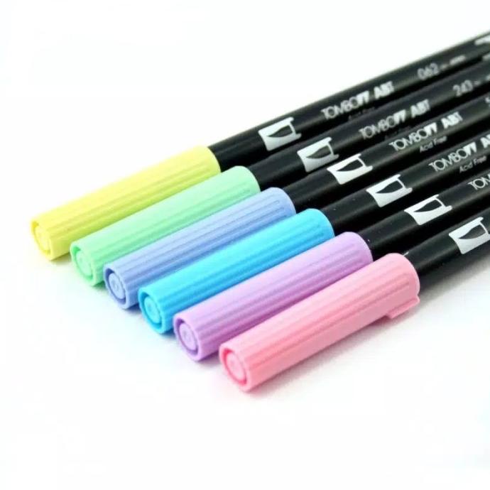 

[[COD]] Set 6 Pastel Colors Tombow ABT Dual Brush Pen Brushpen Spidol dual tip BERGARANSI Kode 1226