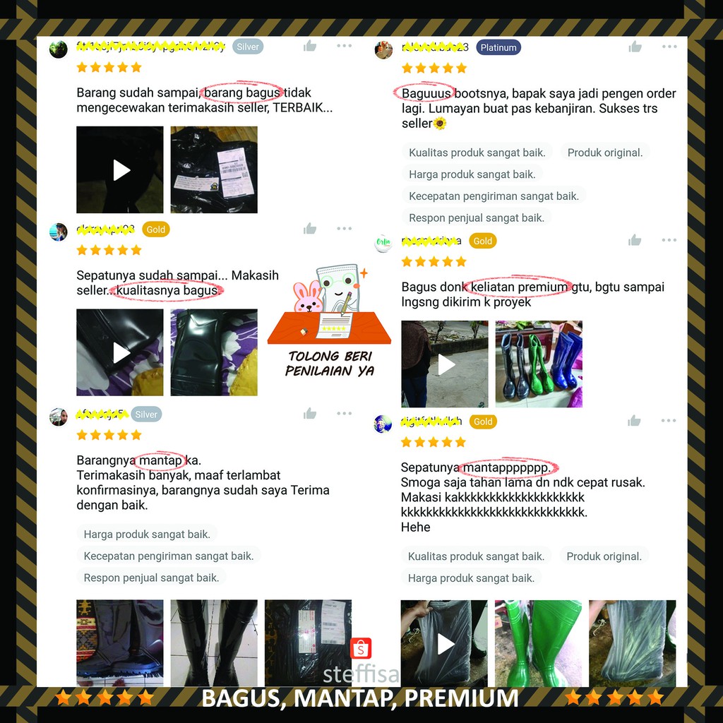 LONG | Steffi Boots SEPATU BOOT PANJANG PROYEK PVC APD kerja kebun tinggi murah spatu bot pria dewasa anti air banjir hujan lentur seperti karet