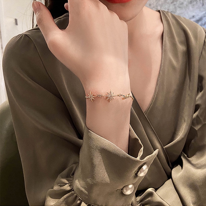 Perhiasan Gelang Tangan Desain Bintang Delapan Titik Hati Gaya Korea Untuk Wanita