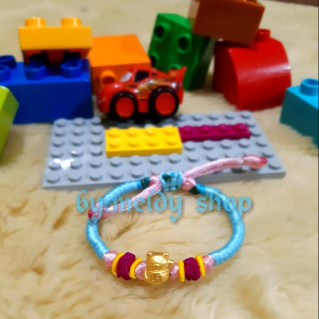 MELDY SHOP - Gelang emas hongkong HK 24 karat kucing rejeki menekineko fengshui tali simpul merah OR