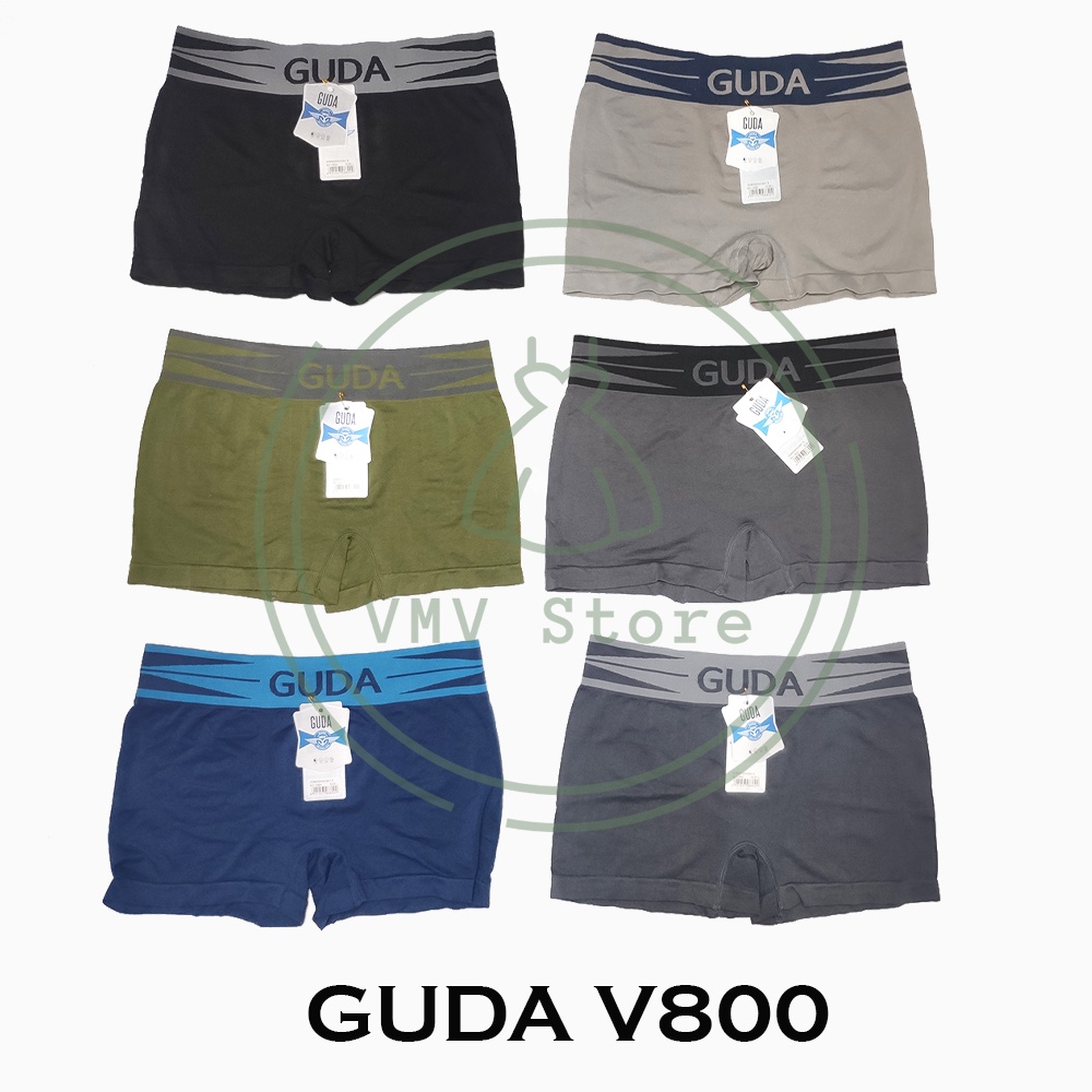 GUDA | KATUN BAMBOO Boxer Pria Celana Dalam GUDA V800 Seamless Rajut CD Cowok Dewasa Elastis Premium Comfort