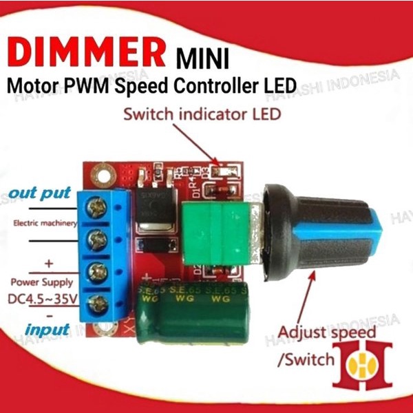 Dimer Dimmer Mini DC Motor PWM Speed Controller 5A 90W 4.5V-35V LED