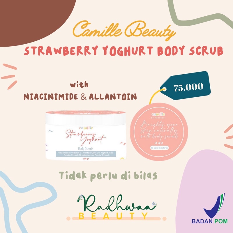[BPOM & FREE GIFT] CAMILLE BEAUTY STRAWBERRY YOGHURT BODY SCRUB