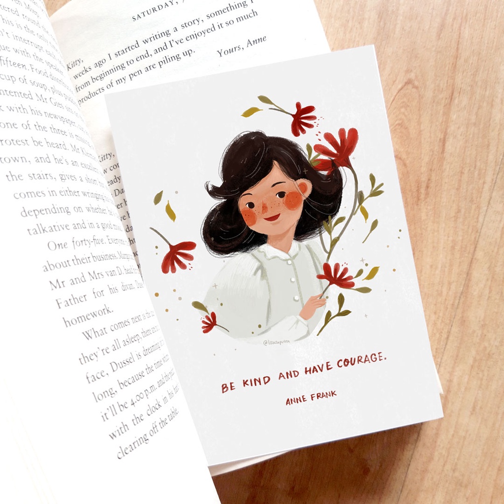 Postcard kartu pos Anne Frank quote diary