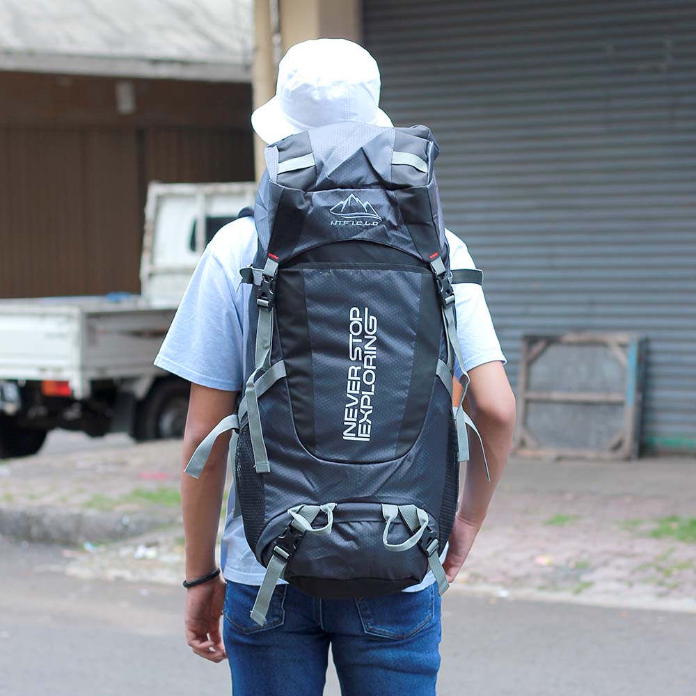 Justrue Tas Gunung Carrier 60 Liter Ransel Keril 60L Abu 541