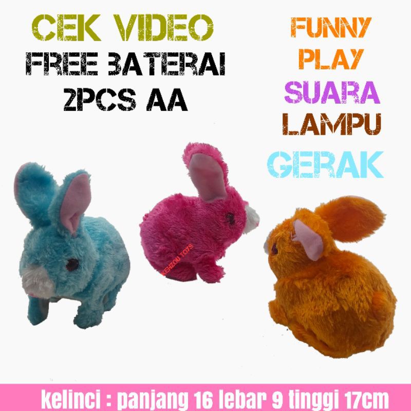 Boneka Kelinci Gerak Lampu Suara free baterai