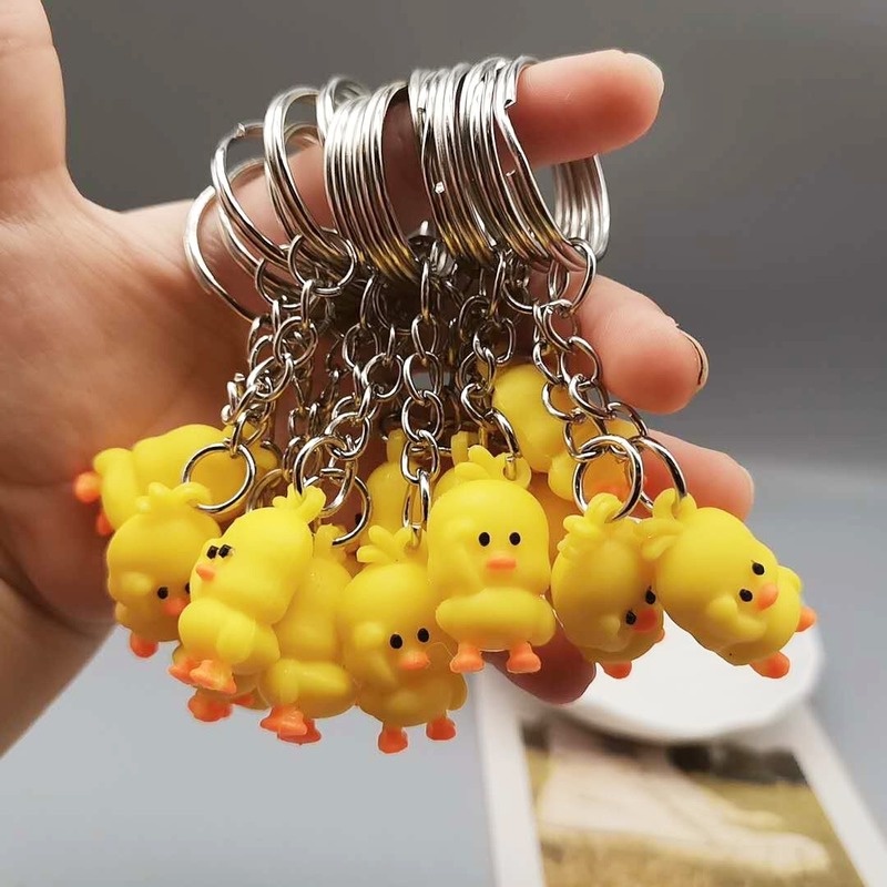 Bebek Kuning Kecil Yang Lucu Tas Ransel Mobil Duckling Keychain Liontin Aksesori Dekorasi Gantungan Kunci