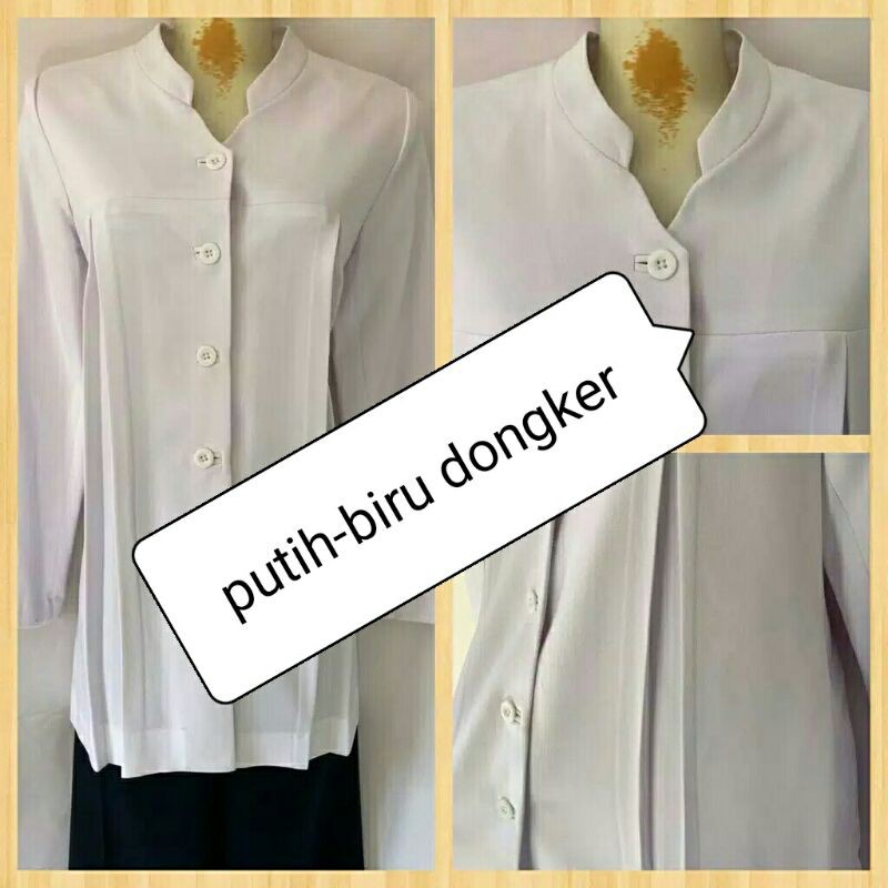 seragam hamil pemda pns guru asn putih Dongker.1 set baju kantor hamil putih biru tua.baju hamil PNS