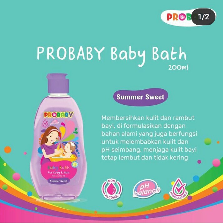 (ORIGINAL) PROBABY BABY BATH 200ml (FREE WASHLAP)  / SABUN MANDI BAYI / BODY HAIR BATH