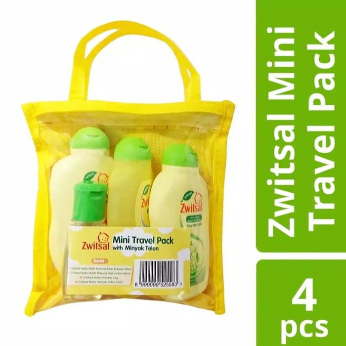 Switzal zwitsal zwitzal mini travel pack kit set isi 4 pcs paket switsal baby sabun bedak minyak ram