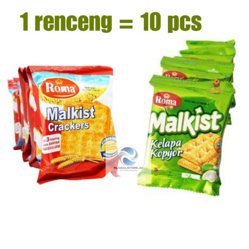 roma malkist crackers renceng 27gr / roma malkist kelapa kopyor renceng 25g