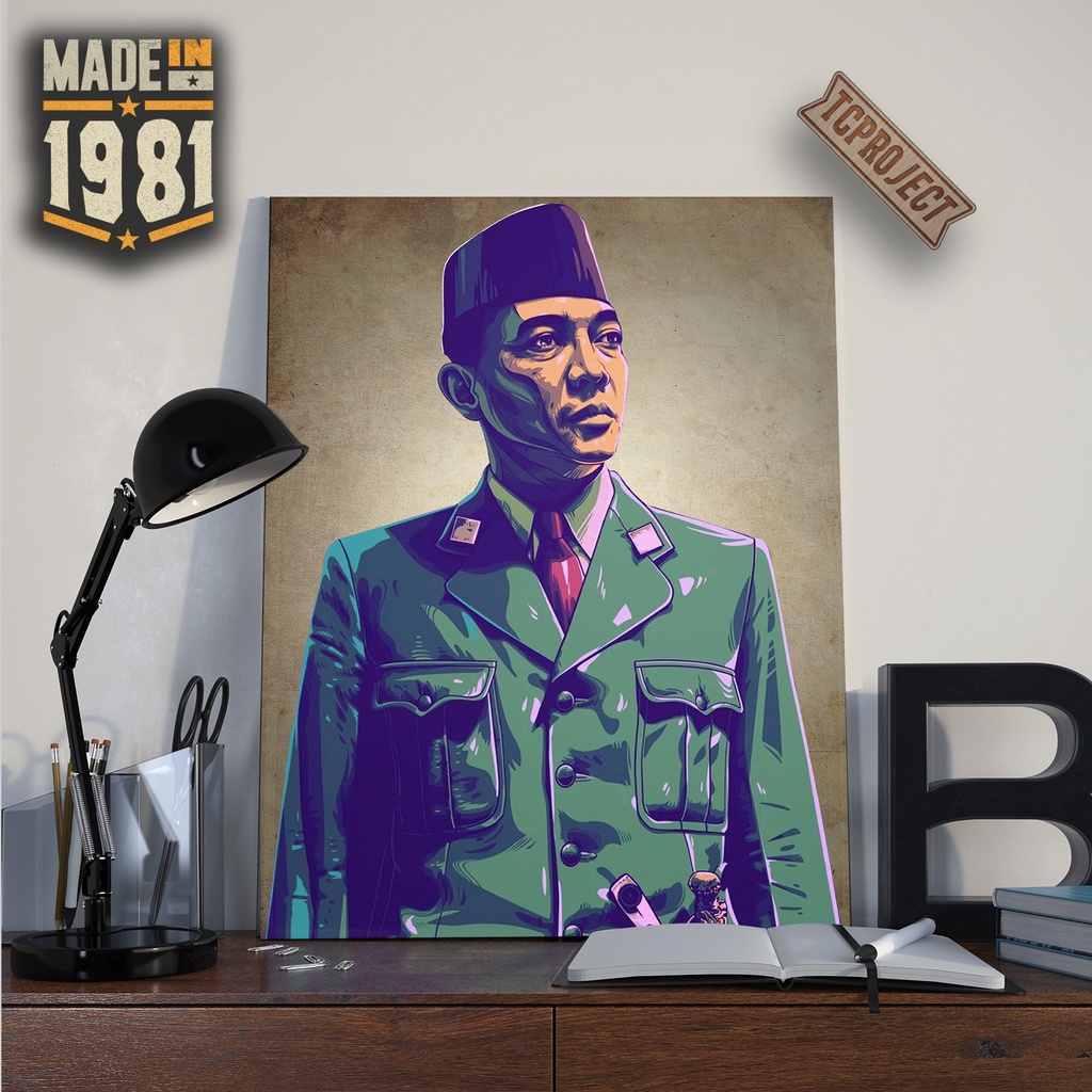 Poster Soekarno - Poster Kayu Dekorasi Hiasan Dinding