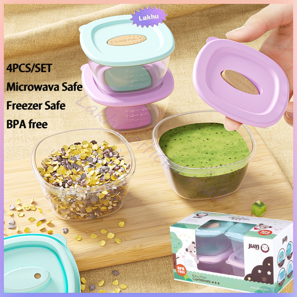 Lakhu 4pcs Baby food container mpasi peralatan makan bayi set/Wadah Mpasi Bayi BPA free