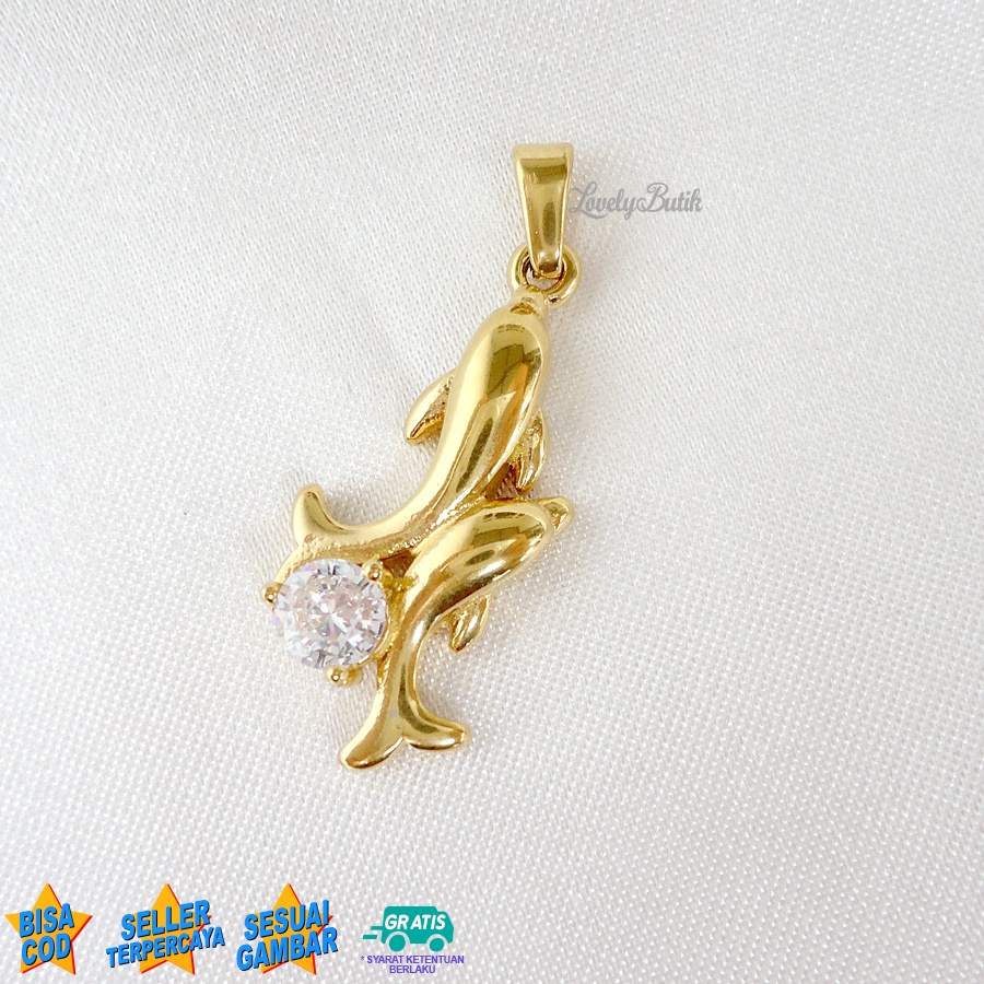 Lovelybutik -  Liontin Kalung Titanium Anti Karat Sweet Dolphin Liontin Tanpa Kalung Wanita Titanium Model Terbaru Dolphin dolpin