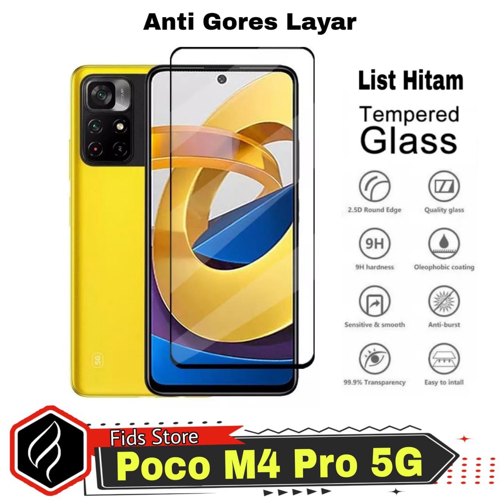 Promo Anti Gores Layar XIAOMI POCO M4 Pro 4G / Poco M4 Pro 5G Tempered Glass Full Cover List Hitam 9D