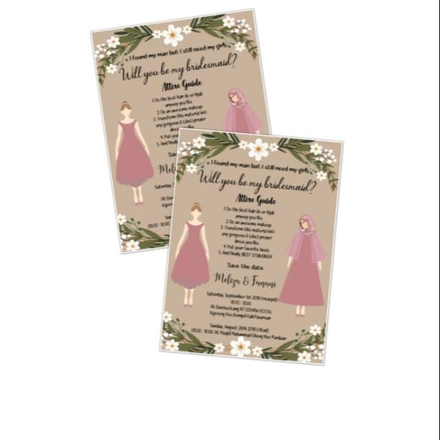 Attire guide /kartu bridesmaid