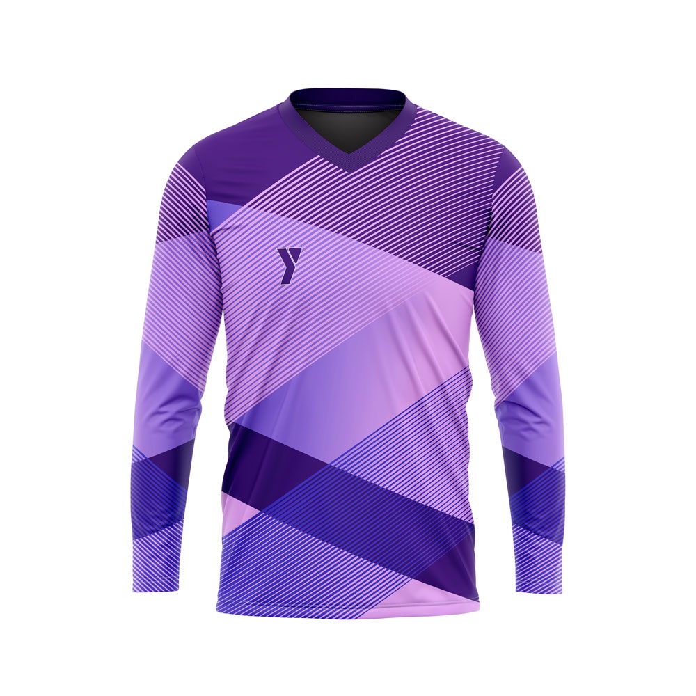 Kaos Jersey Badminton Wanita Lengan Panjang Olahraga Bulutangkis Warna Ungu Custom Full Printing Art