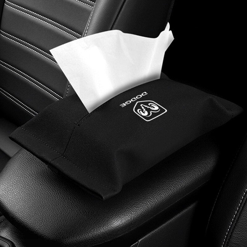 1Piece for Dodge Jcuv Challenger SRT Caliber RAM Journey Caravan Charger Durango Nitro Viper Turn Fur Car Seat Sun Visor Hanging Tissue Box Armrest Box Napkin Tissue Paper Holder Storage Bag