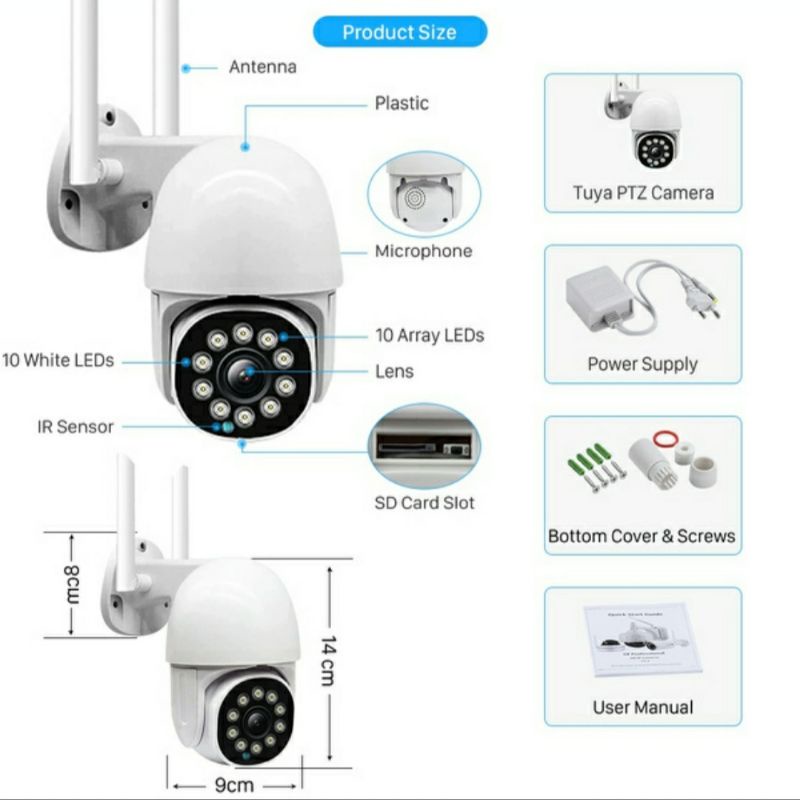 NEW IP CAM CCTV OUTDOOR PTZ PAN TILT SPEED DOME MALAM BERWARNA