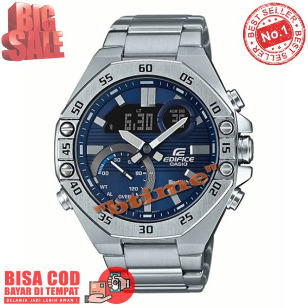 Jam Casio Edifice ECB 10D 2AV Import Chrono Solid Stainless Set Box Original ecb10 - ecb10 Garansi