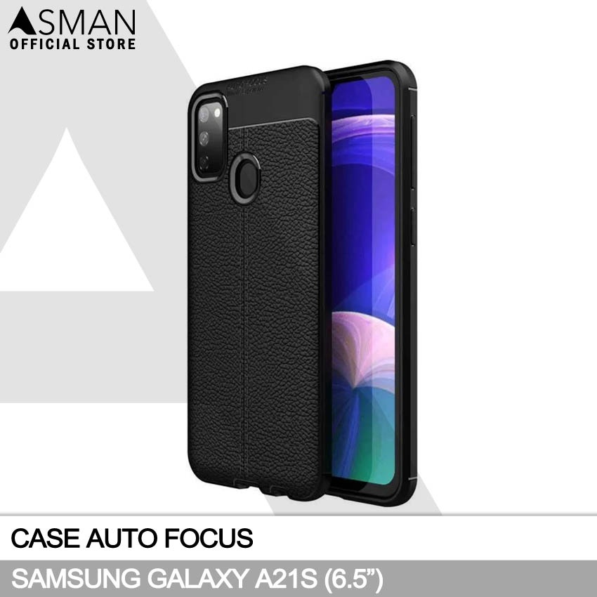 Auto Focus Samsung Galaxy A21S (6.5&quot;) | Soft Case Leather Premium - Hitam