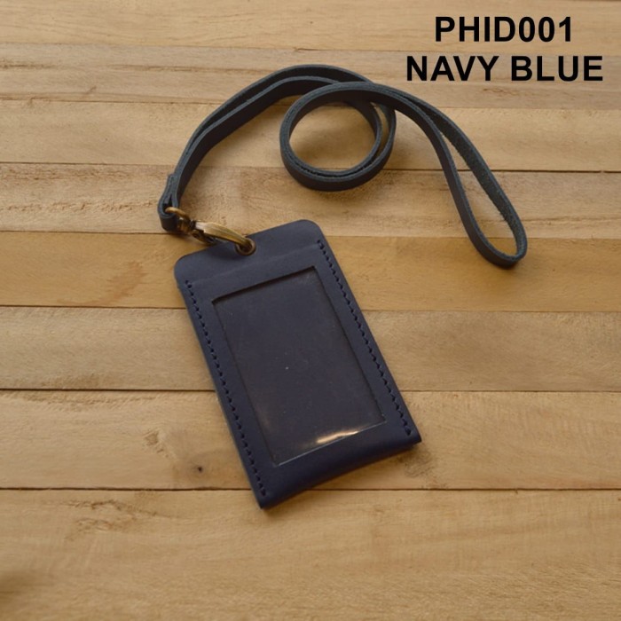 

gantungan id card kulit asli warna biru dongker model simpel