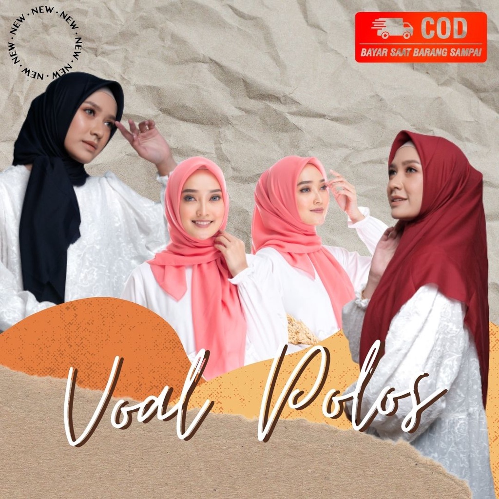 (TERLARIS) Jilbab Voal Polos Premium Square Hijab Segi Empat Lasercut HARGA GROSIR