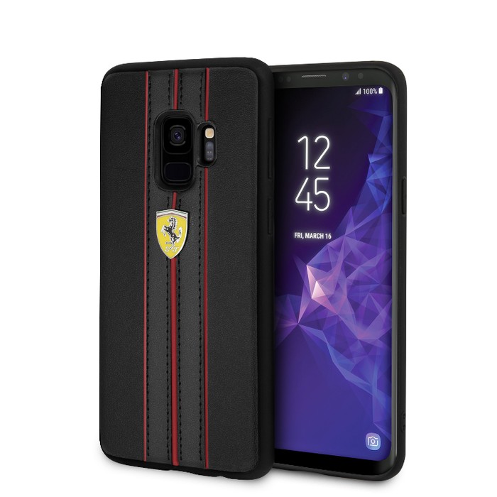 Ferrari - On Track Pu Leather - Yellow Shield Logo - Samsung S9 black.