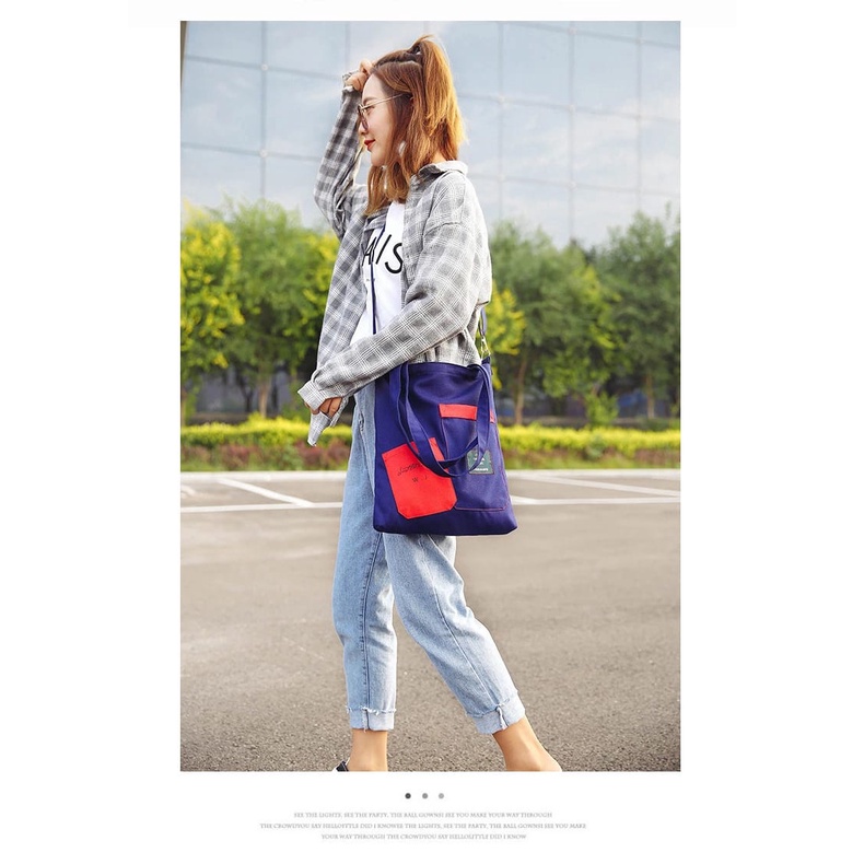 Twenty Bag - Tas Tote Bag Wanita Resleting Terbaru 2022 Aesthetic Kekinian Motif Carakter LIVING POP Korea Style Multifungsi