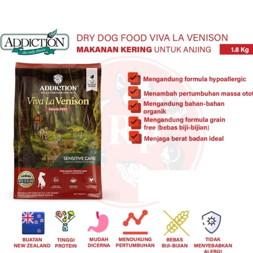 Makanan Anjing ADDICTION VIVA LA VENISON GRAIN FREE 1,8kg SENSITIVE Freshpack