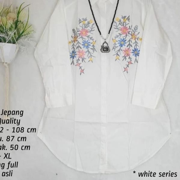 ♪ TUNIK PESTA TUNIK FEMME TUNIK TILEDOT TUNIK ORGANZ TUNIK BORDIR PUTIH KATUN JEPANG L/XL - ZENNIA W