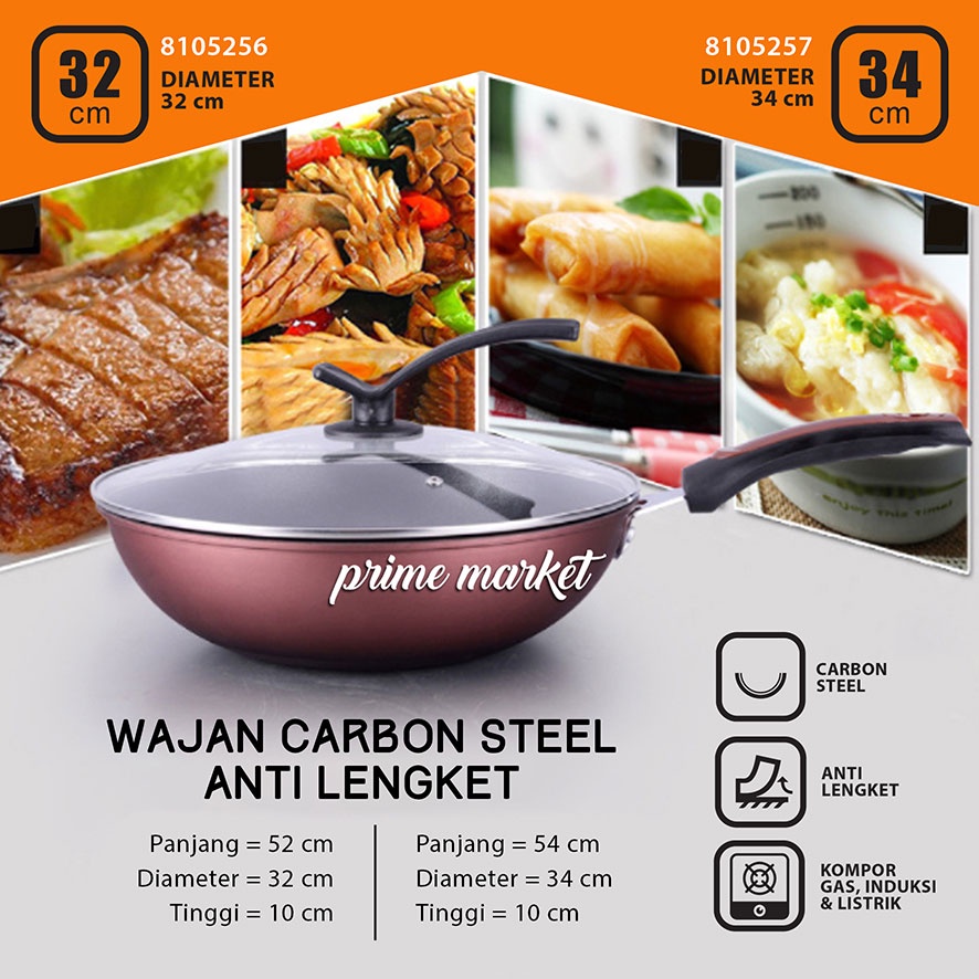 Wajan Anti Lengket 32 cm / Penggorengan Anti Lengket 34 cm / Wok Pan Anti Lengket (8105256 , 8105257