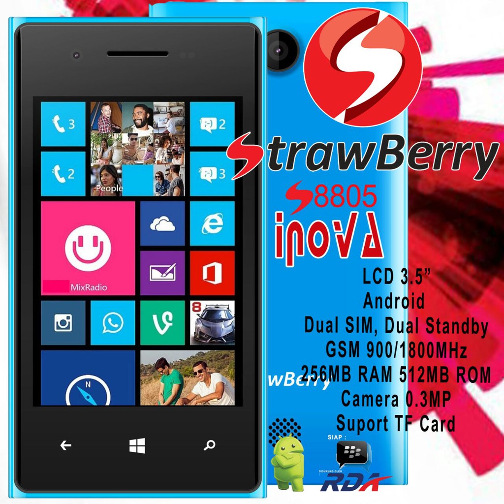 Handphone HP Murah STRAWBERRY S8805 INOVA (Android 2G)