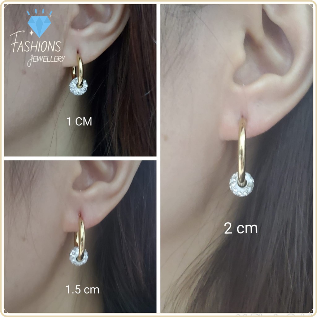 Anting gipsy Titanium bandul permata